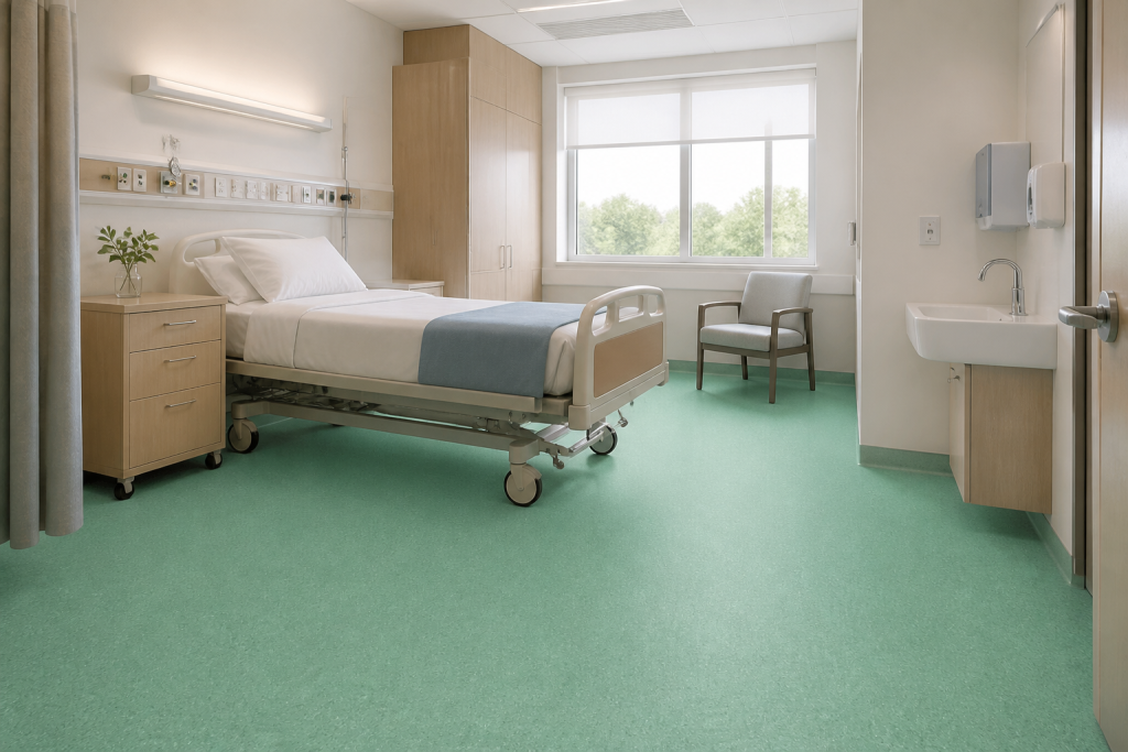 TEWOLAM Blend 134 flooring in a hospital patient room