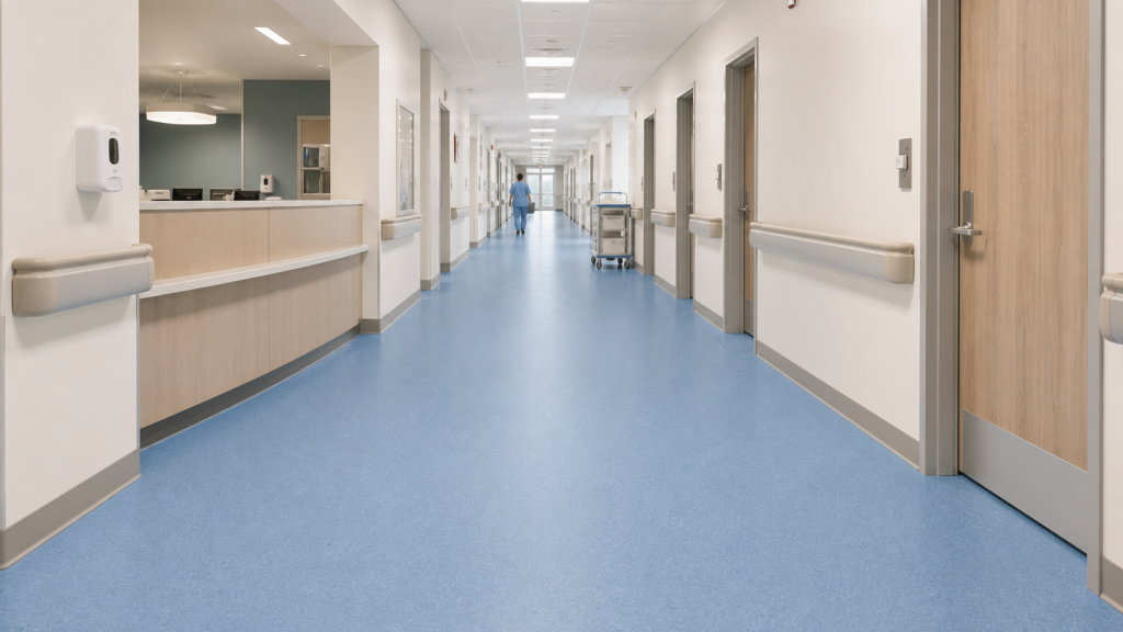 TEWOLAM Mineral 206 flooring in a hospital corridor