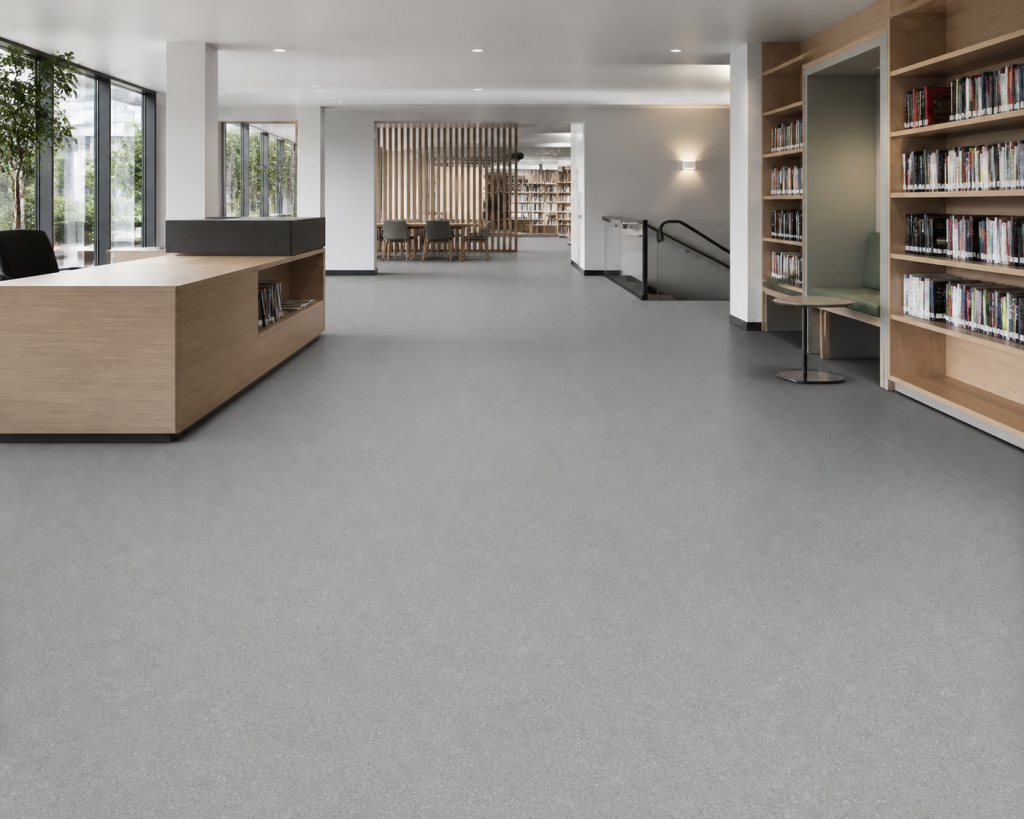 TEWOLAM Mineral flooring in a public library interior