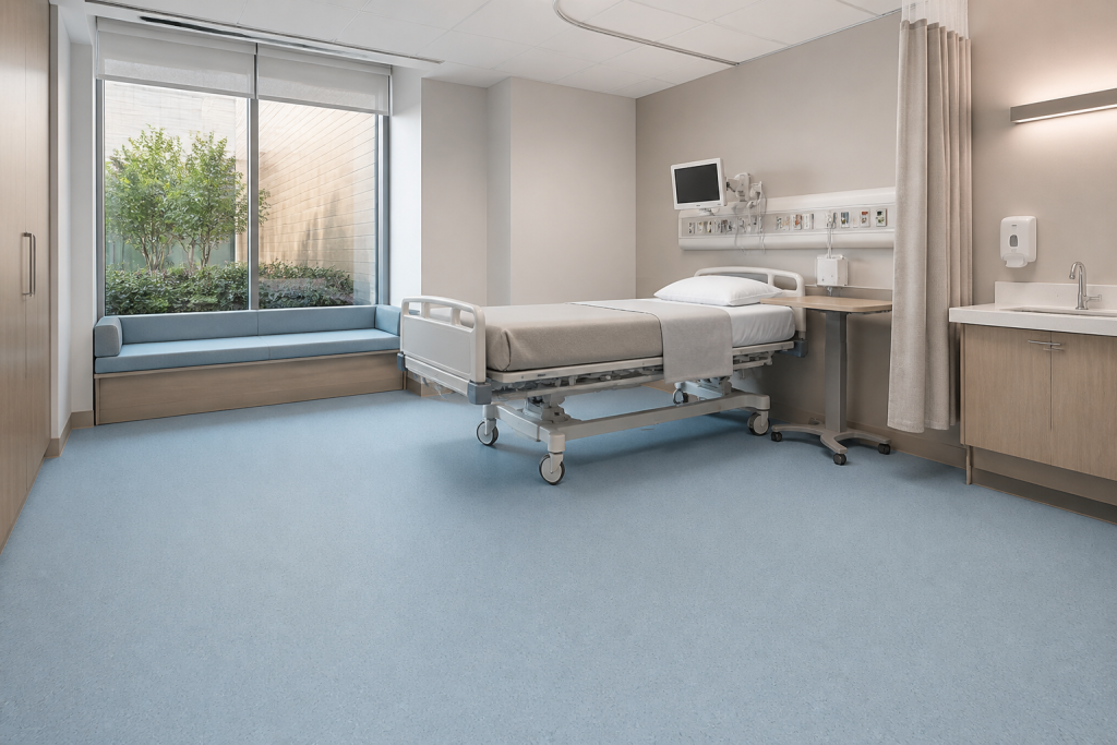 TEWOLAM Mist 308 flooring in a recovery patient room