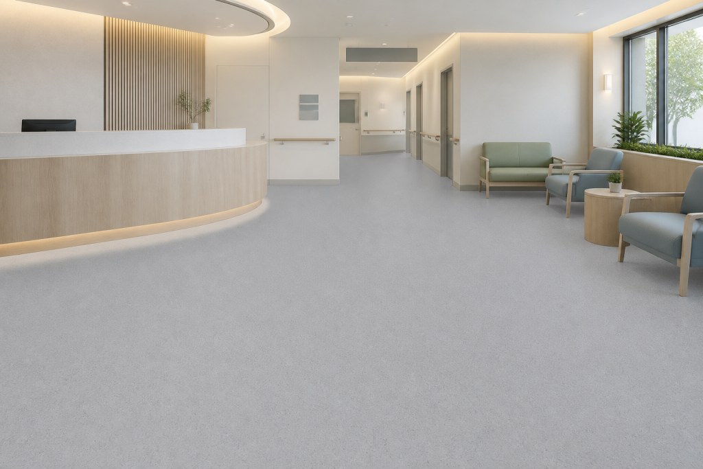 TEWOLAM Mist flooring in a healthcare reception interior